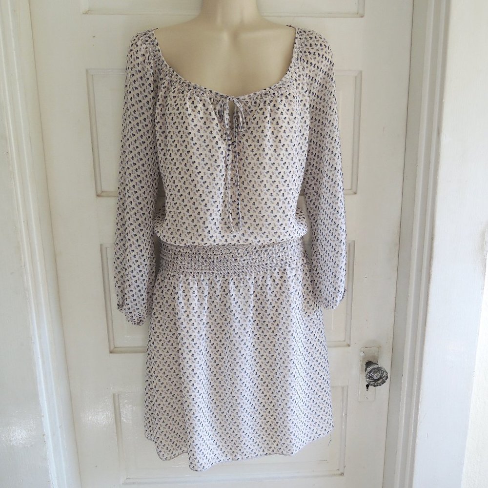 Max Studio Blue & White Dot Print Blouson Dress S